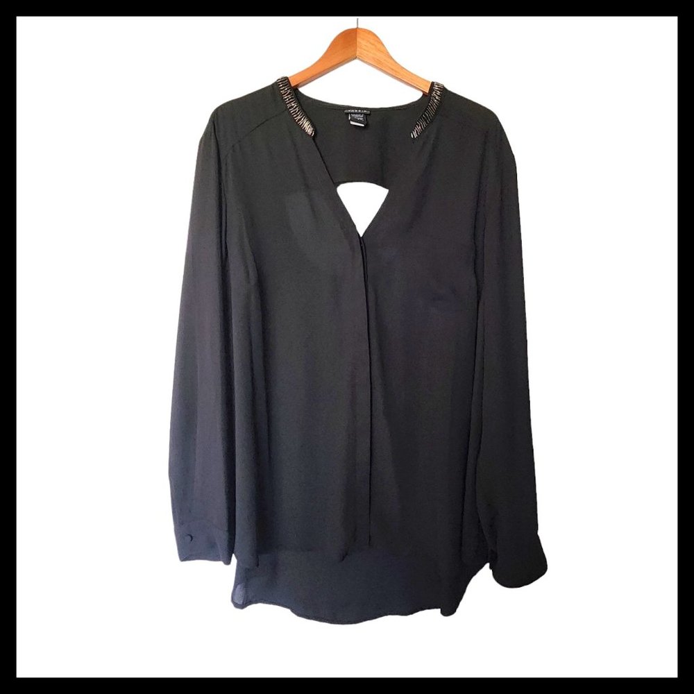 Torrid Black Shirt Cutout Back Long Sleeve Embellished Plus size 3X